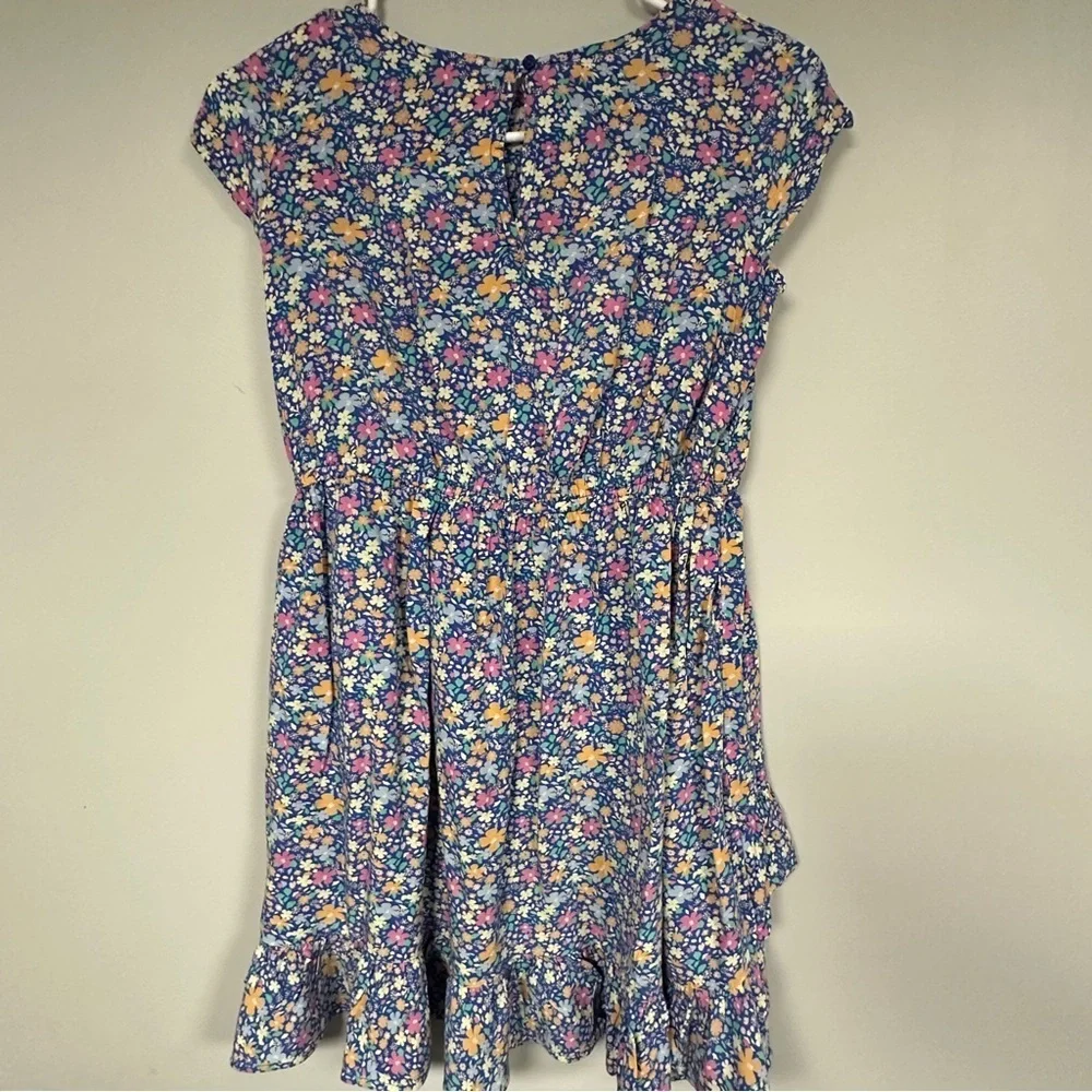 OshKosh B'gosh Girls Blue Floral Sundress Knee Length Spring Casual, 10